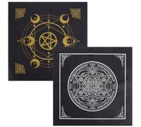 CREATCABIN 2Pcs Altar Cloth Square Star of David Moon Tarot Tablecloth Fabrics Spiritual Cloth Black Tarot Table Cover Wall Hanging Tablecloth Napkin for Home Decor Wiccan Witchery Supplies 19x19Inch
