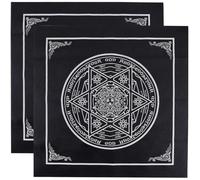 CREATCABIN 2Pcs Altar Cloth Square Star of David Tarot Tablecloth Fabrics Spiritual Cloth Black Tarot Table Cover Wall Hanging Tablecloth Napkin for Home Decor Wiccan Witchery Supplies 49x49cm
