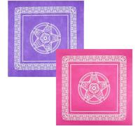 CREATCABIN 2Pcs Altar Cloth Square Star Tarot Tablecloth Non-woven Fabrics Pentagram Spiritual Cloth Purple Red Tarot Table Cover Spreading Reading for Decor Gift Wiccan Witchery Supplies 49x49cm