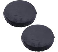CREATCABIN 2Pcs Bar Seat Covers Round Circular Stool Covers Elastic Circle Seat Slipcover Washable Round Stool Cushion Slipcover Stretchy Velvet Dustproof for Home Fit 11.81-17.71 Inch Chair Black