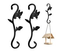 CREATCABIN 2Pcs Butterfly S Hook Hummingbird Feeder Hook Extension Heavy Duty Metal Tree Branch Plant Hangers for Birds Feeders Flower Pot Basket Office Wind Chimes Lanterns Gardening 11.8 x 3.9 Inch