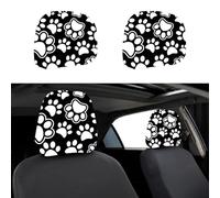 CREATCABIN 2Pcs Car Seat Headrest Cover Universal Headrest Cover Reusable Paw Print Breathable Dust-Proof Head Rest Coverings Protector for Automobile Truck Auto Sedan Decorative Kit 11x10Inch