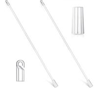 CREATCABIN 2Pcs Clear Blind Wand Blinds Plastic Wand Vertical Long Curtain Stick Tilt Rod Pull Pole Replacement Parts with Hook and Grip Handle for Home Door Window Opener Accessory 13.6 Inch