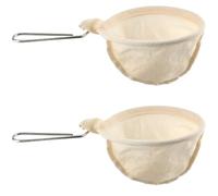 CREATCABIN 2Pcs Coffee Sock Reusable Filter Cotton Coffee Filters Beige Fluff Tea Strainer Funnel Dripper with Stainless Steel Handle for Home Office Manual Drip Handmade Brewing 8.3 x 4.6 x 0.2
