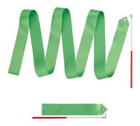 CREATCABIN 2Pcs Dance Ribbons Lime Green Gymnastics Ribbon with Handles Twirling Ribbons Wands Nylon Ribbon Dance Wand Rhythmic Gymnastics Twirler Sticks Streamers for Talent Shows Artistic 80Inch