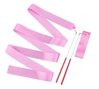 CREATCABIN 2Pcs Dance Ribbons Pink Gymnastics Ribbon Wands with Non-Slip Handles Twirling Ribbons Wands Rhythmic Gymnastics Twirler Sticks Batons Streamers for Talent Shows Artistic Dancing 80Inch