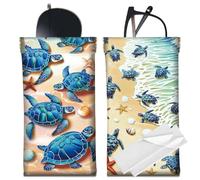 CREATCABIN 2Pcs Glasses Case Slim Leather Sunglasses Case Bags Soft Portable Turtle Eyeglasses Holder Pouch Travel Spectacle Cases Squeeze Top with Cleaning Cloth Gift for Women Men Beach 7x3.5in