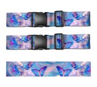 CREATCABIN 2Pcs Luggage Straps Suitcase Belt TSA Approved Adjustable Travel Belt Polyester Butterfly Luggage Connector Straps for Suitcase with Quick-Release Buckle for Bag Accessories 2x35.4Inch