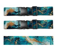 CREATCABIN 2Pcs Luggage Straps Suitcase Belt TSA Approved Adjustable Travel Belt Polyester Marble Luggage Connector Straps for Suitcase with Plastics Clasps Suilcase Straps Accessories 2x35.4Inch