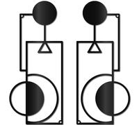 CREATCABIN 2Pcs Metal Geometric Wall Art Black Metal Wall Decor Vertical Abstract Wall Art Decor Hanging Modern Geometric Wall Sign for Above The Bed Living Room Home Garden Supplies 11.8x5Inch