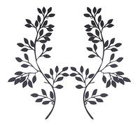 CREATCABIN 2Pcs Metal Tree Leaf Wall Decor Vine Olive Branch Leaf Wall Art Hangings Iron Black Gift Decorations for Indoor Outdoor Bedroom Living Room Housewarming Cafe 11.81 x 6.10 Inch