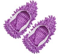 CREATCABIN 2Pcs Mop Slippers Shoes Cover Dust Duster Reusable Microfiber Duster Mops Washable Foot Socks Hair Cleaners Sweeping Floor Cleaning Shoes Cover for House Bathroom Kitchen Purple 9 x 4 Inch