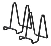 CREATCABIN 2Pcs Picture Frame Easel Stand Plate Display Holder Black Metal Iron Decorative Photo Frames Dish Plaque Platter Stand for Displaying Art Tabletop Signs Notebook Kitchen Home 4.3 Inch