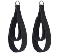 CREATCABIN 2Pcs Pilates Double Straps Black Yoga Strap Polyester Comfortable Enhanced Thickness Fitness Exercise Loops Padded Belt with D Ring for Home Gym Workout Accessories 14.7 x 2.2 Inch