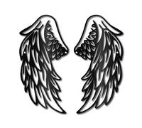 CREATCABIN 2Pcs/Set Angel Wings Metal Wall Art Decor Black Wall Signs Christmas Iron Hanging Metal Ornament Wall Sculpture for Balcony Garden Home Office Living Room Bedroom Decoration 11.8x5.9Inch