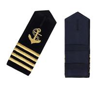 CREATCABIN 2Pcs Shoulder Boards Epaulets Gold Anchor Epaulettes with Four Bars Professional Uniform Bars Shoulder Board Badge Captain Sailor Insignia Sliders for Cosplay Halloween 5.3×1.96 Inch, Black