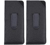 CREATCABIN 2Pcs Slip in Eyeglasses Cases PU Leather Sunglasses Pouch Slim Eyeglasses Case Soft Glasses Sleeve Black Spectacle Storage Holder Pocket Protective for Travel Men Women 6.41 x 2.85 Inch