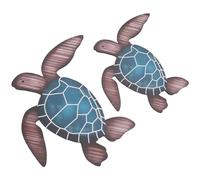 CREATCABIN 2Pcs Small Sea Turtle Wooden Wall Decor Wall Art Farmhouse Ocean Beach Theme Hanging Decoration Vintage Turtle Coastal Decor for Home Lake House Bathroom Indoor Outdoor