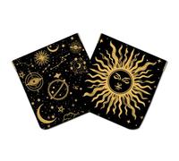 CREATCABIN 2Pcs Snap Closure Organizer Pouch Small Makeup Bag for Purse Portable Self-Closing Mini Travel Storage Pouches Tarot Sun Moon Black Waterproof PU Leather Cosmetic Bag for Women 4.3x4.7Inch