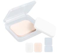 CREATCABIN 2Pcs Square Makeup Sponge Cosmetic Sponge with 1 Travel Case Square Foam Pad Makeup Foundation Blender Compact Facial Puff for Women All Skin Types Wet and Dry Dual Use-Pink and White