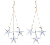CREATCABIN 2pcs Starfish Wall Hangings Decor Wooden Starfish Home Decor Beach Nautical Home Decoration Vintage Handmade Wood Pendant Crafts Beach Hut Ornaments Nautical Wall Art 14Inch