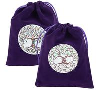 CREATCABIN 2Pcs Tarot Bags Tarot Cards Pouches Dice Tarot Deck Holder Bag Velvet Storage Pouches with Drawstrings Purple Tree of Life Jewelry Pouch Wrap Bags for Crystals Altar Rune Gift 5x6Inch
