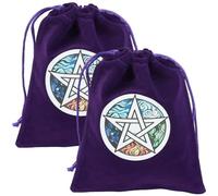 CREATCABIN 2Pcs Tarot Bags Velvet Bags with Drawstrings Dice Tarot Cards Holder Pouches Tarot Deck Storage Bags Purple Star Pentagram Wrap Bags Jewelry Pouches for Crystals Altar Rune Gift 5x6Inch