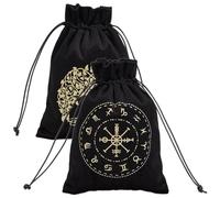 CREATCABIN 2Pcs Tarot Bags Velvet Tarot Card Storage 12 Constellations Tree of Life Bag Pouches Holder Rune with Drawstrings Large for Tarot Card Crystal Jewelry Dice Gift Halloween 7x5.1Inch-Black