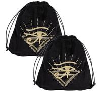 CREATCABIN 2Pcs Tarot Bags Velvet Tarot Card Storage Bag Pouches Holder Eye of Horus Set Rune with Drawstrings Large Packing for Crystal Jewelry Dice Gift Halloween 6.5 x 5.9 Inch-Black