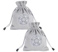 CREATCABIN 2Pcs Tarot Bags Velvet Tarot Card Storage Bag Pouches Pentacle Array Holder Set Rune with Drawstrings Large Packing for Tarot Card Crystal Jewelry Dice Gift Halloween 7.08 x 5.51 Inch-Grey
