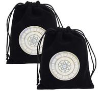 CREATCABIN 2Pcs Tarot Card Bags Velvet Bags with Drawstrings Tarot Storage Pouches Tarot Deck Holder Bag Black The Zodiac Wrap Rune Bags for Jewelry Crystals Witchcraft Articles Altar Gift 5x6Inch