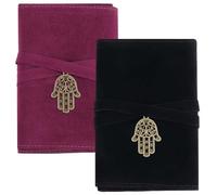 CREATCABIN 2Pcs Tarot Card Holder Tarot Cards Storage Bags with Hand of Fatima Pendants Double-Sided Velvet Tarot Card Pouches Tarot Desk Wrap Tarot Carrying Bag for Oracle Decks Red Black 5x1x3Inch