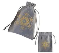 CREATCABIN 2Pcs Tarot Cards Bags Soft Velvet Pouch for Tarot Drawstrings Bags Tarot Cards Dice Holder Pouches Bags Gray Hexagon Jewelry Storage Wrap Bags for Crystals Witchcraft Divination 5x7Inch