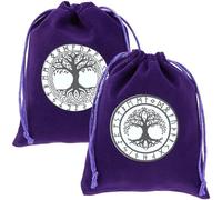 CREATCABIN 2Pcs Tarot Cards Bags Velvet Drawstrings Bags Tarot Cards Dice Deck Holder Pouches Bags Purple Tree of Life Tarot Jewelry Storage Wrap Bags for Crystals Dices Witchcraft 5x6Inch