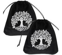 CREATCABIN 2Pcs Tarot Cards Bags Velvet Drawstrings Bags Tarot Cards Pouches Tarot Deck Storage Holder Black Tree of Life Tarot Wrap Bags for Jewelry Crystals Witchcraft Rune Altar Gift 5x6Inch