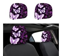 CREATCABIN 2Pcs Universal Headrest Cover Car Seat Headrest Cover Reusable Butterfly Polyester Dust-Proof Head Rest Coverings Protector for Vehicle Truck Auto Sedan Decorative Kit 11x10Inch