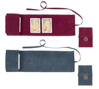 CREATCABIN 2Pcs Velvet Tarot Card Bags Set Tarot Storage Holder Bag Case Tarot Spread Cloth Wrap Pouches Card Holders with Star Pendants for Tarot Cards Oracle Deck Playing Cards Marine Blue Indigo