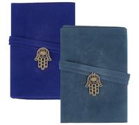 CREATCABIN 2Pcs Velvet Tarot Card Holder Tarot Cards Bags Tarot Card Pouches with Hamsa Hand Alloy Pendants Tarot Wrap Tarot Carrying Bag for Beginners Oracle Decks Witchcraft Supplies Blue 5x1x3 Inch