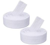 CREATCABIN 2Pcs White Karate Belts Polyester Martial Arts Belt Judo Jiu-Jitsu TKD Aikido Uniform Ranking Belt Long Soft Universal Fit Belts Taekwondo for Men Women Sports Training Equipment 6.56ft