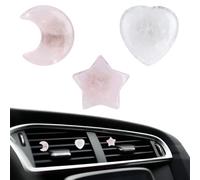 CREATCABIN 3 Pcs Crystal Stone Car Air Vent Trim Clips Moon Star Heart Rose Quartz Charm Car Fresheners Auto Dashboard Air Conditioning Outlet Clip Cars Interior Decoration Accessories for Men Women