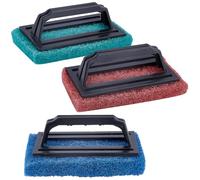 CREATCABIN 3 Pcs Scrubber Pads for Cleaning Handler Scrub Pad Scouring Reusable Heavy Duty Cleaning Sponge Scrub Brush for Grill Bathroom Bathtub Charcoal Gas Grills Cast Iron Cookware 3.5x8.57 Inch