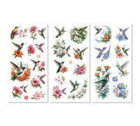 CREATCABIN 3 Sheet Birds Rub on Transfer for Crafts Vintage Cute Animals Rub on Transfers Flowers Stickers Hummingbird Scrapbooking DIY Crafts for Glass Wood Wall Home Decor Waterproof 5.9x11.8 Inch