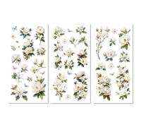 CREATCABIN 3 Sheets Vintage Birds Flowers Rub on Transfers Magnolia Flower Rub on Transfers for Crafts Furniture Classic Flowering Branch Waterproof for Home Garden Door Wood DIY Craft 11.8x5.9 Inch
