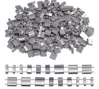CREATCABIN 300Pcs 2 Hole Half Tila Beads 3 Size Mix Glass Seed Beads Rectangle 1/4 Tila Bead Mini Electroplate With Plastic Container Gunmetal Plated for Craft Bracelet Necklace Earring Jewelry Making