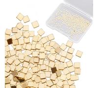 CREATCABIN 300Pcs Real 24K Gold Plated Chip Solder Brass Solder Chips Flux for Jewelry Precut Tiny Ultra Low Temp Easy Welding Solder Square for DIY Jewelry Making Repair Electronic Soldering 2x2mm