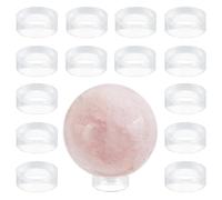CREATCABIN 30Pcs Acrylic Sphere Display Stand Clear Mini Ball Stand Round Display Stands Crystal Sphere Holder Base Small Transparent Photography for Baseball Ring Tennis Egg Collection 0.63×0.24 Inch
