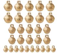 CREATCABIN 30Pcs Brass Bell Pendants Vintage Mini Brass Bells Charms Dog Pet Collar Crafting Christmas Mini Craft Pendant DIY Jewelry Making Charms for Necklace Bracelet Decor Home Door Decor 3 Styles