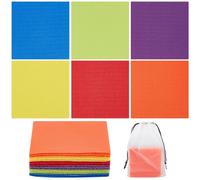 CREATCABIN 30Pcs Square Carpet Markers Set Colorful Square Carpet Markers Multipurpose Velcro Carpet Stickers with 6 Color Early Education Supplies for Teacher Coach Classroom 3.93x3.93 Inch