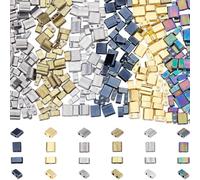 CREATCABIN 360Pcs 2 Hole Tila Beads 12 Styles Half Glass Seed Beads Bulk Rectangle Mix Metallic Color Mini Opaque Square Flat Loose Spacer Beads for Craft Bracelet Necklace Earring Jewelry Making