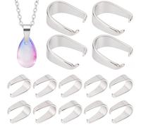 CREATCABIN 360Pcs Stainless Steel Snap On Bails Hook Pendants Clasps Silver Pinch Clips Bail Pendant Chain Connectors Buckle Bulk for Neckalce Choker Jewelry DIY Craft Making Findings 0.27x0.25in